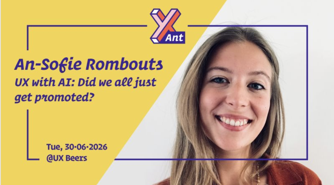 Speaker card for An-Sofie Rombouts at UX Beers: UX with AI — Did we all just get promoted?